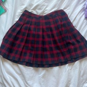 Red and black plaid skirt